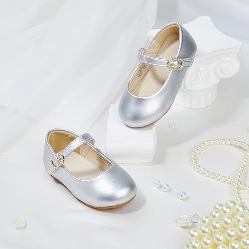 Image of PHIRAMIN Toddler Flower Girl Dress Shoes - Little Girl Mary Janes Flats Wedding
