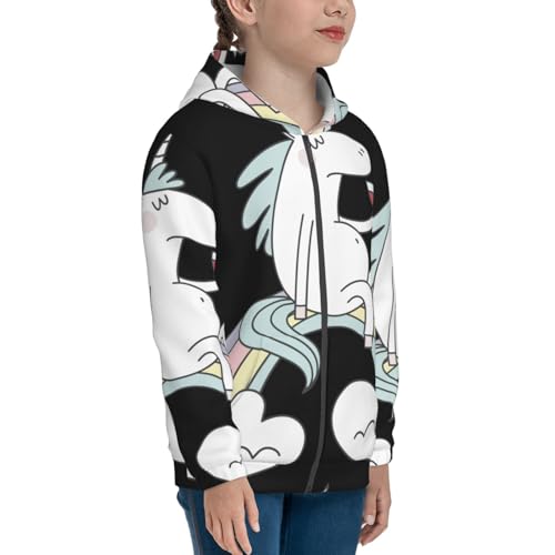 Unicorn and Wine Kid Hoodies Boys Zip Up Sweatshirts Girls Pullover with Pocket4