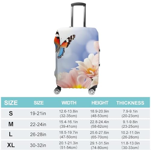 Flowers And Butterfly Luggage Cover, Elastic Luggage Protector Fits 19-32in Suitcases, Washable & Anti-Scratch Suitcase Cover for Men Women L2