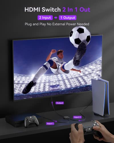 Vilcome Hdmi 2.1 Switch, 4K 120Hz Hdmi Switcher Ultra Hd 8K Hdmi Splitter 2 In 1 Out 48Gbps Hdmi Hub Support Hdr 8K@60Hz, 4K@144Hz, 2K@240Hz For Ps4/Ps5 Xbox Roku Apple Tv Fire Stick Black #TOP3