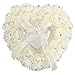 Almohada de Anillo, Caja de Anillo de Boda romántica en Forma de corazón Cojín de decoración de Diamantes de imitación Rosa, 2 Colores 16 * 15 * 6 cm Caja de Anillo para Fiesta de Boda(Beige)