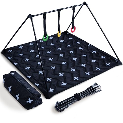 Travel Baby Play Mat for Babies 0-6 Months, Baby Play Mat, Newborn Travel Essentials, Tummy Time for Floor, Portable, Crosses Pattern