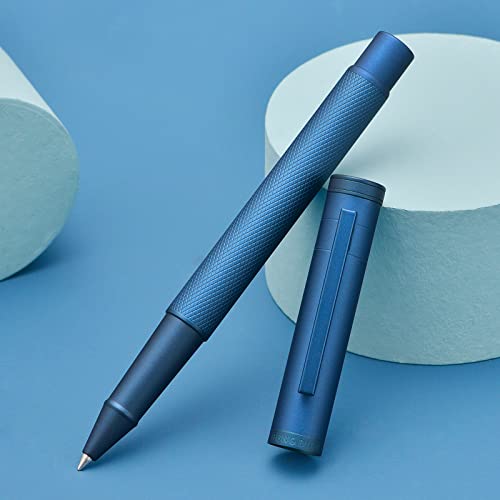 Image of Hongdian Dark Blue Forest Rollerball Pen with Schmidt Black Ink Refill, Classic Design with Metal Case for Business Signature