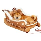 Genérico Christmas Dog Bed, Sled with Pull Rope Non-Slip, Winter Warm Pet Bed Dog Couch, For Christmas Decor Indoor Outdoor Living Room Balcony Home Apartment Holiday Winter Cold Weather