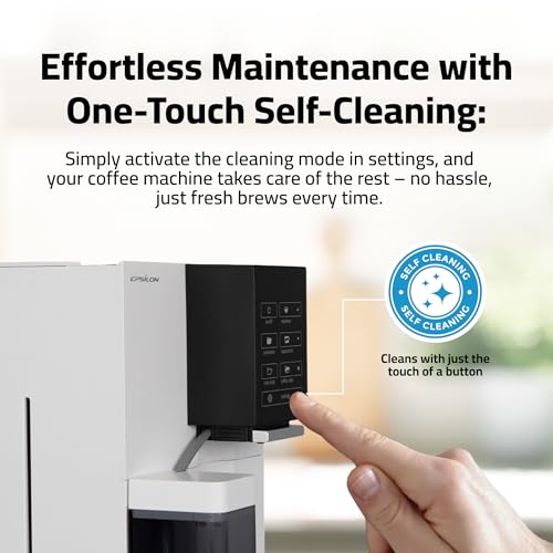 Epsilon Fully Automatic Coffee Machine, Modern One Touch Espresso Machine, Integrated Milk Frother and Custom Brewing Cafe Maker, Compact Countertop Size, Self Cleaning Cafetera (White) by Epsilon - Image 5