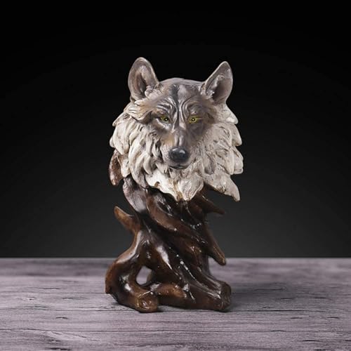 NUNETH Animal Head Statues, Home Decor Ornaments, Collectible Figurines, Resin Sculptures, Business Gifts, Brown (Wolf)