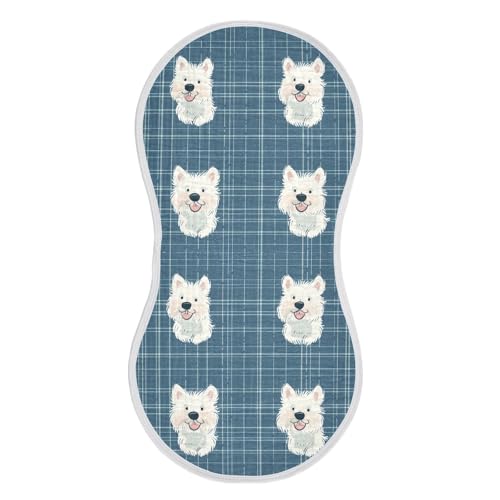 vvfelixl Muslin Burp Cloths Cheerful White Dog Baby Washcloths for Baby Girl Boys 2 Pack