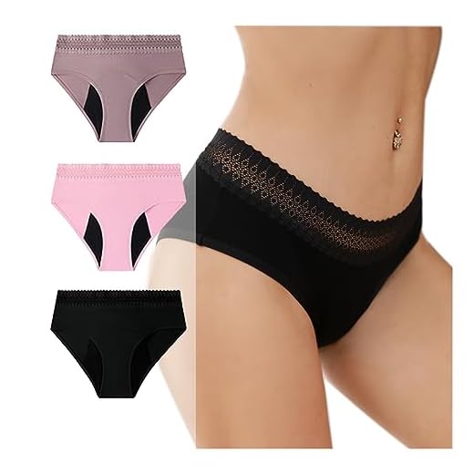 UYOUNGLEE 3 peças de calcinhas menstruais para mulheres adolescentes e meninas, calcinha absorvente pós-parto, Colorido., GG