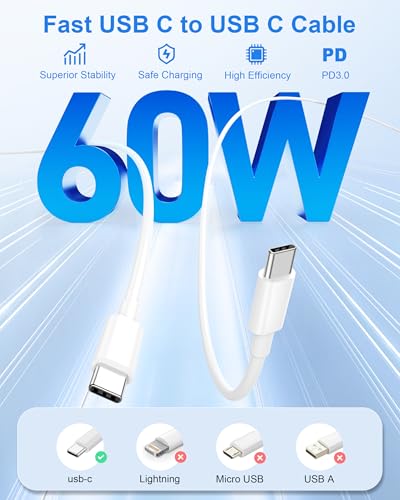 20W Fast Charger USB C for iPhone 17/Air/17 Pro Max/16/16 Pro Max/16 Plus/16e, iPad Pro 13/12.9/11 inch, iPad A16/10th, Air 5/Mini 6, AirPods, 2-Pack Type C Fast Charger Block & 10FT Long USB C Cable