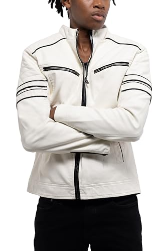 Image of X-Ray Men's Slim Fit Faux-Leather Moto Jacket with Removable Hood