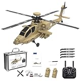 YGWXYYZJ Apache RC Helicopter, 1/32 Scale 2.4G 4CH Single Rotor Heli Military Aircraft with One-Key Start Altitude Hold Remote Model Birthday Gift for Enthusiasts Adults(Without Camera)