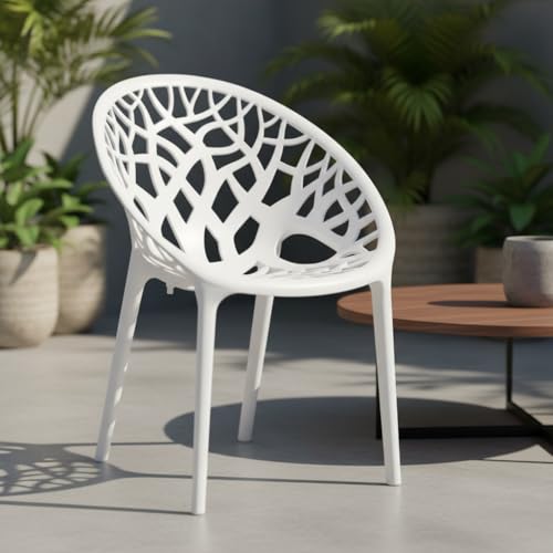 Image of SkyGlamour Neelkamal Crystal PP Designer Plastic Chair | Plastic Chairs for Home, Living Room, Garden, Balcony| Indoor&Outdoor Use |Color: White; Pack of 1