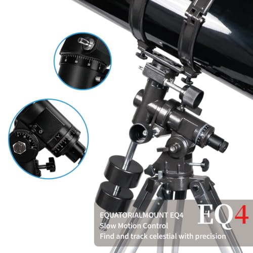 Image of HINISO 203EQ Telescope | 203mm Aperture | 800mm Focal Length | 32x-246x Magnification | EQ4 Equatorial Mount | P.L. Series Eyepiece | Bluetooth Remote & Tripod