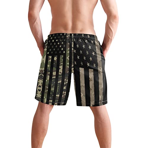Mens Swim Trunks American Flag Bathing Suit Swimming Shorts Quick Dry Board Shorts Swimsuits with Pockets Mesh Lining3