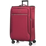 Verage Toledo Softside Expandable Suitcase with Spinner Wheels, Lightweight Luggage with Flashlight, Men and Women,Burgundy, Checked-Large 29-Inch