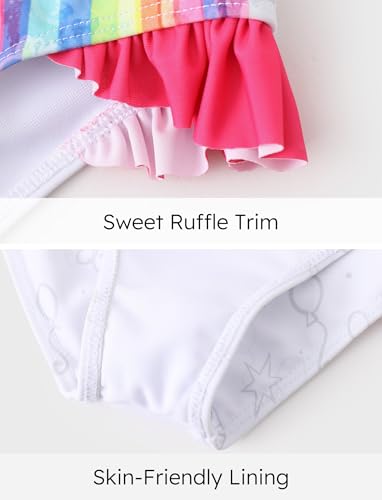 My Litle Pony One Piece Swimsuit Pony Print Off-Shoulder Ruffle Summer Swimwear Beach Pool Kids, Pink, 2‑9 Years3