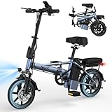 NAVIC Electric Bike for Adults, 750W Peak Folding Ebike, 14" Adults Electric Bicycles with 499.2Wh Removable Battery, 22Mph Max Speed, 40Miles Range, Multi-Shock Absorption, Commuting Mini EBikes,APP