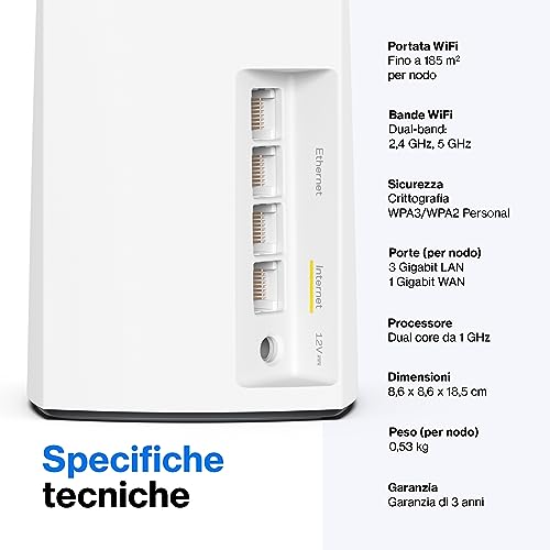 Sistema WiFi 6 Mesh per tutta la casa Atlas 6 - Router Wireless Dual Band AX3000 4x più veloce, fino a 3,0 Gbps - Più di 25 dispositivi e copertura di 185 m² - Confezione da 1, Bianco - Powerline - Immagine 5