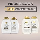 OGX Coconut Milk Shampoo 385 ml, feuchtigkeitsspendendes Haarshampoo mit Rizinusöl und Kokosöl für geschmeidiges, glattes und glänzendes Haar mit LipiPro Shield Technologie