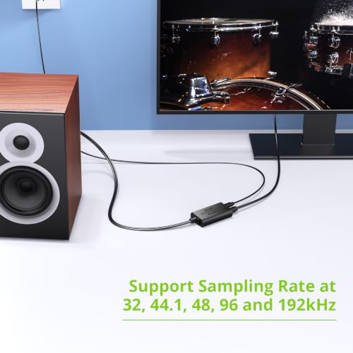 Image of LiNKFOR 192kHz SPDIF Toslink to RCA DAC Converter, 2.1m Cable | Digital-to-analog audio adapter supports Dolby AC-3 and DTS 5.1 channel audio decoding