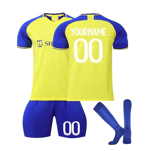 Al NASSR Camiseta de Fútbol Personalizadas DIY Nombre Número para Hombres y Niño, Al NASSR Equipación de Fútbol con Conjunto Top Pantalón Corto y Calcetines
