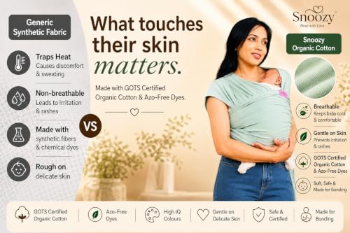 Image of Snoozy Kangaroo Baby Wrap Carrier - Soft Stretchy Newborn Sling, Ergonomic Hands-Free Infant Carrier for Kangaroo Mother Care