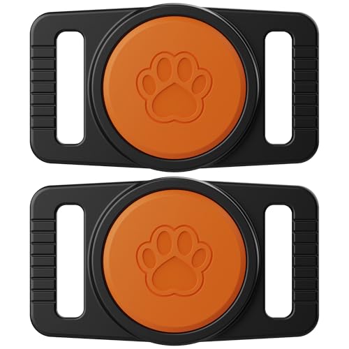 Image of GOCII for Airtag Dog Collar Holder 2 Pack,Waterproof Dog Collar Holder for Apple AirTag(Gen 1 & 2),Silicone Air Tags Case for Dog Collars(Black & Orange)