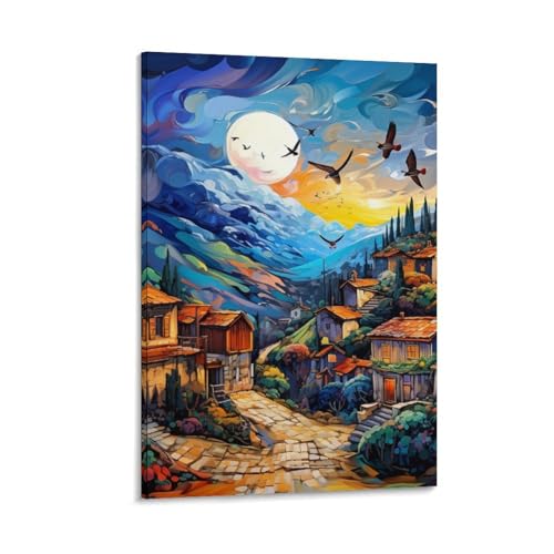 Peintures sur toile de villages pour créer un salon chaleureux 50x75