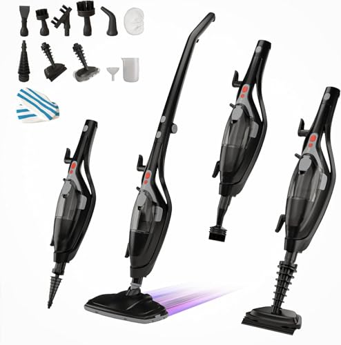 DOMESTICA Steamo 10-in-1 Steam Mop for Floor Cleaning Handheld Steam Cleaner with 12 Accessories 700W Superheated Steam 350ml Water Tank Floor Cleaner for Home منظف بخار (Black)