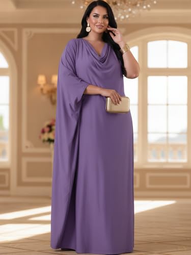 Image of KOH KOH Womens Long Cowl Neck Flowy Grecian Goddess Cape Sleeve Maxi Dress