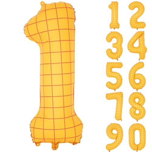 Image of 40 inch Matte Yellow Balloons Toy Inspired Story Theme party Supplies Digital 1 | Number Birthday Decoration, Cowboy Decorations Western, Cowgirl Party Balloon