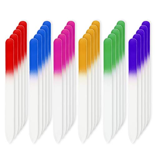 30 Pack Czech Crystal Glass Nail Files,Professional Manicure Tools Kit Set Rainbow Color for Nail polishing Nails Smooth Manicure Pedicure for Natural Nails