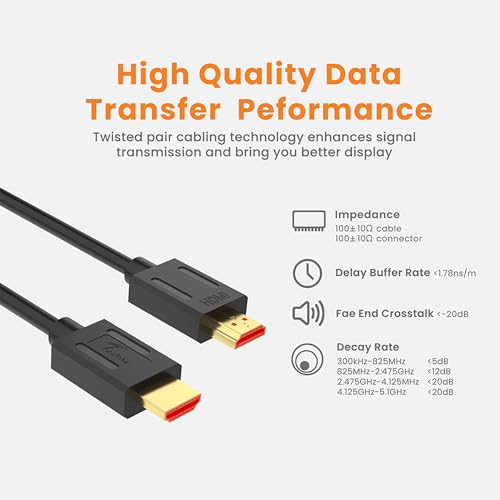 Image of Techie HDMI 2.0 Cable 1.5m 4K at 60Hz - High-Speed 18Gbps HDMI Male to Male with Gold-Plated Connectors, Supports HDR, ARC /eARC, Dolby Vision, 3D & Ethernet for TV, Monitor, Laptop, Gaming Console
