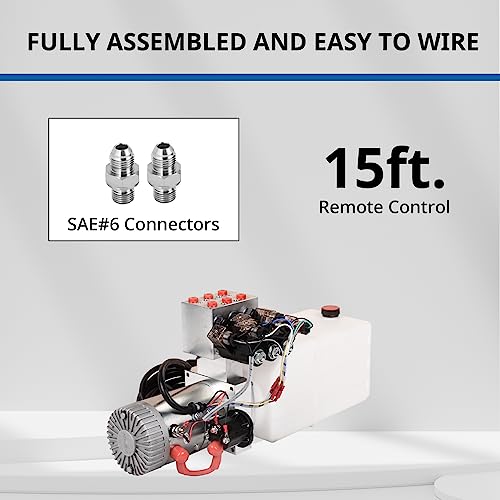 Image of Hydraulic Pump 6 Way 6 Quart Hydraulic Power Unit 1.6-3KW Hydraulic Lift DC 12V 3200 PSI Double Phase Electric Hydraulic Car Lift Pump for Car Lifting Platforms