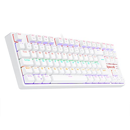 Teclado Mecânico Gamer Redragon Daksa Lunar White Iluminação Rainbow Switch K576W-R, Branco