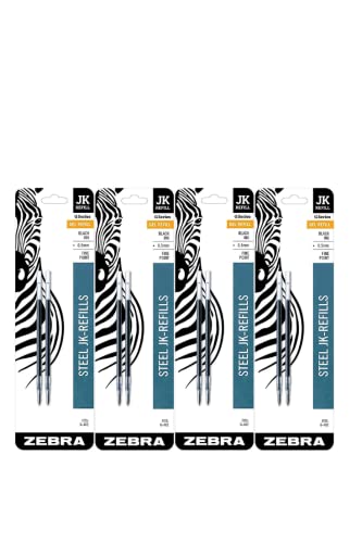 Zebra G-402 Stainless Steel Pen Jk-Refill, Fine Point, 0.5Mm, Black Ink, 8-Count Bundle With A 6X4 Notepad #TOP1
