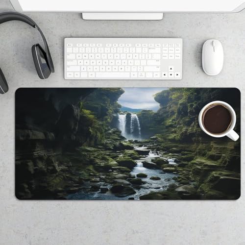 Mouse Pad Waterfall Cliff Desk Mat grande de goma miniatura 5