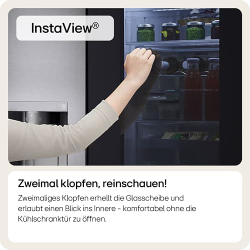 Bild 1 - LG GSGV81PYLL Side by Side Kühlschrank, Klasse E, 635 L, Instaview, Kühlschrank mit Gefrierfach, Eis-, Crushed Ice- Wasserspender, Total NoFrost, Smart Inverter Kompressor, Wi-Fi