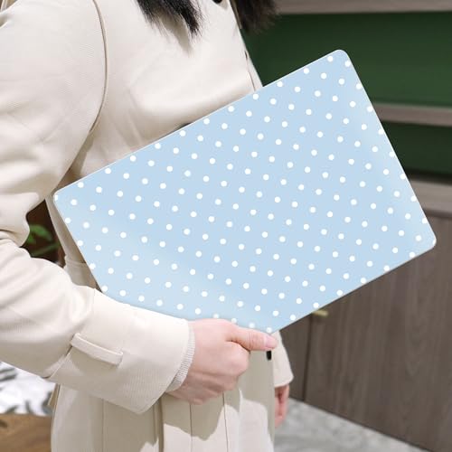 Image of MEEgoodo Case for M5 /M4 /M3 /M2 MacBook Air 13 inch 2026 2025 2024 2022, Fit Model A3449 /A3240 /A3113 /A2681, Case Compatible with MacBook Air 13.6-inch, Blue & White Polka Dots