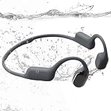 MARLALL Swimming Bone Conduction Headphones with Night Safety Light, IP68 Waterproof MP3 Mode Underwater Swimming Headphone, Wireless Sport Open Earphones Bluetooth 5.4 Earbuds,Black Gray