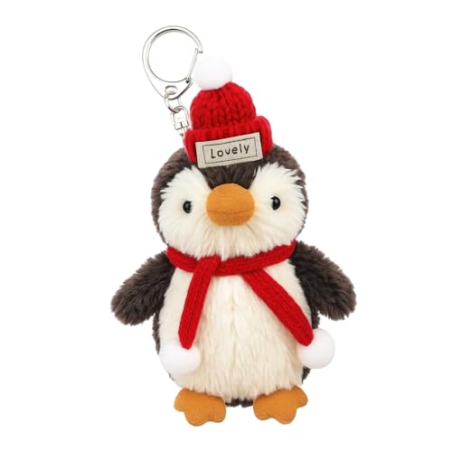 Qnvyw Pinguin Schlüsselanhänger mit Kuscheltier - Süßer Penguin Anhänger als Geschenk, Cute Schlüsselband für Tierliebhaber aus Recycling Material