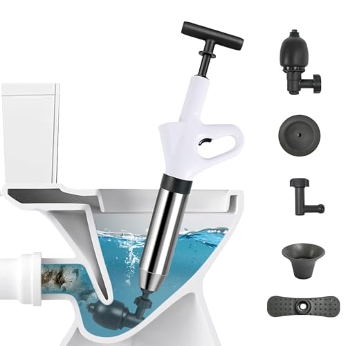 Toiletten Pömpel, Toilettenkolben, WC Hochdruck Druckspüler, Abflussreiniger Pumpe mit Luftdruckanzeige, Rohrreiniger Druckluf mit 4 Saugnäpfen für Waschbecken, Toiletten, Badezimmer, Küche
