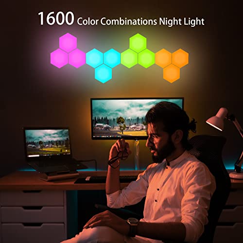 YXQUA Hexagonal Wall Light Modular Touch Sensitive Lights Creative Geometry Assembly LED Hexagon Lights Suitable for Iving Room,Bedrooms,DIY Lovers, Gifts (6 Pack) - Image 4