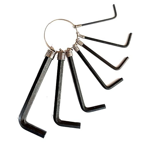 Juego de llaves Allen hexagonales – Juego de 7 piezas compacto con práctico llavero de 1,5 mm a 6 mm, llave angular estándar métrica.
