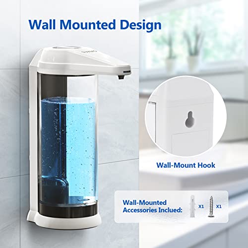 SVAVO Automatic Soap Dispenser, 500ml/17OZ, 8 Levels Volume Control, Dish Soap Pump Touchless Hand Sanitizer Dispenser for Kids Bathroom Kitchen Commercial, White