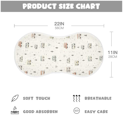 Camper Caravan Car Beige Cotton Burp Cloth Soft and Absorbent wash Cloth for boy and Girl Set of 2, 22x11in4