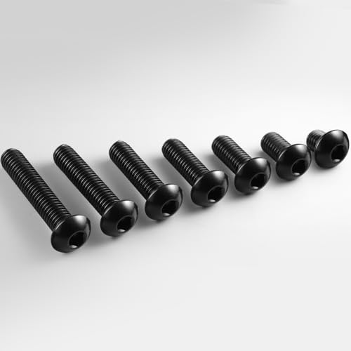 Image of 1 /4-20 x 3 /4 Inch Button Head Socket Cap Bolts Screws,304 Stainless Steel 18-8,Fully Threaded,Black Zinc Plated,with Hex Spanner(100Pcs)