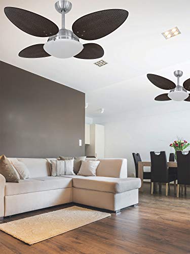 Ventilador De Teto 4 Pás Platinum Pétalo Palmae Tabaco 127v Volare Volare 110v Escovado