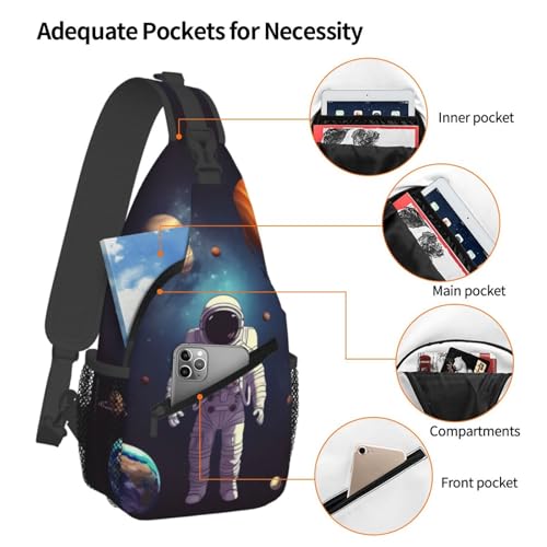 Bolso cruzado estilo astronauta negro para hombre y mujer miniatura 4
