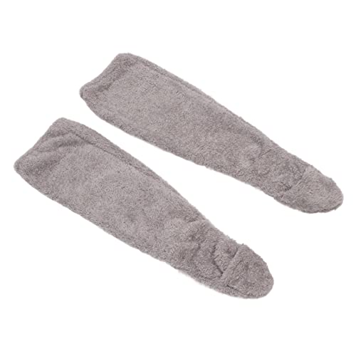 Over Knee Fuzzy Socks, Plush Socks Leg Warmer, Winter Home Sleeping Soft Thick Breathable Plush Stockings Leg Warmer (Grey)4